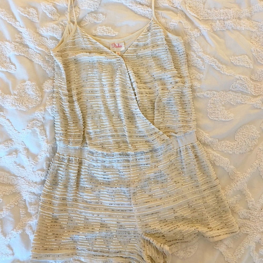 Parker white beaded romper